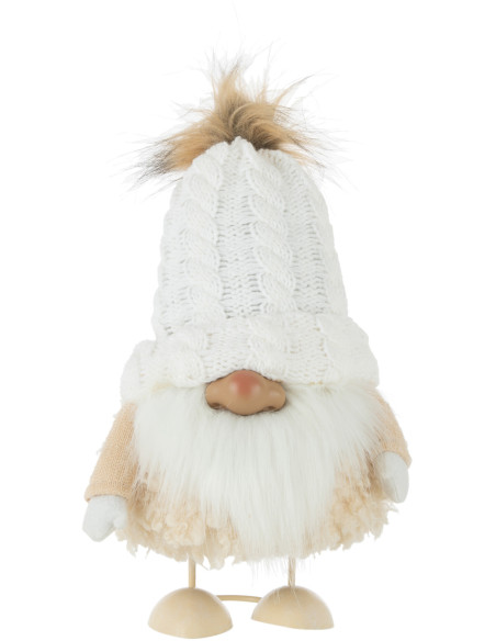 Décoration de Noël Père Noël avec bonnet 35 cm en Polyester Beige Blanc - 1