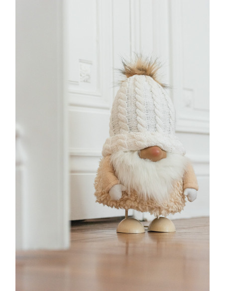Décoration de Noël Père Noël avec bonnet 35 cm en Polyester Beige Blanc - 2
