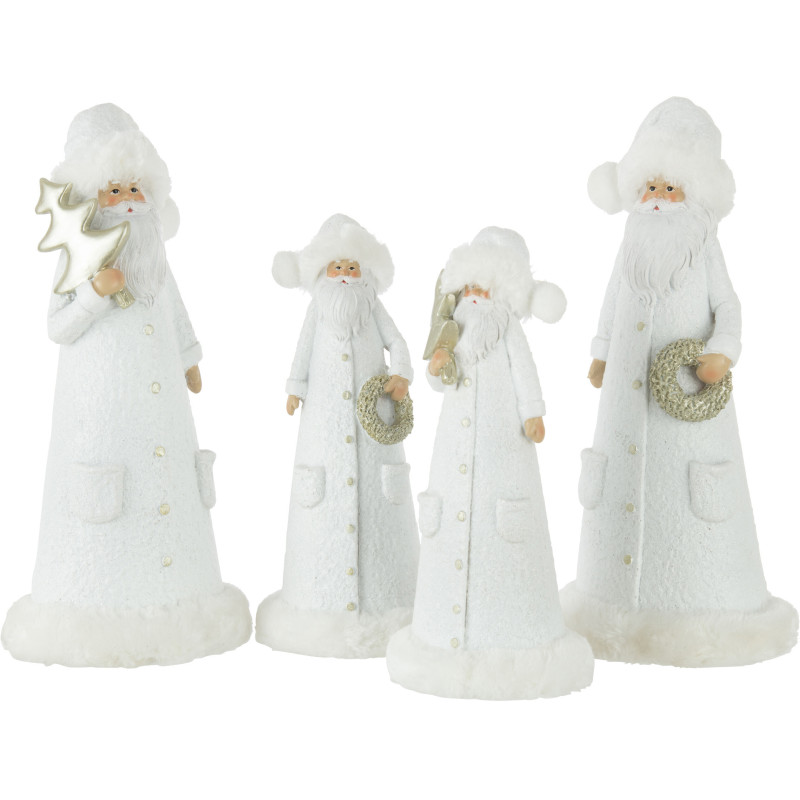 Décoration de Noël Pères Noël 30 cm en Résine Blanc Doré (Lot de 2) - 2