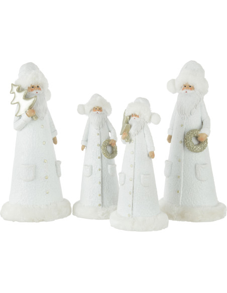 Décoration de Noël Pères Noël 30 cm en Résine Blanc Doré (Lot de 2) - 2