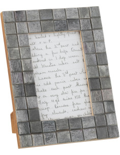 Cadre photo Wall en Bois Corne Gris Motif carrés pour photo 10x15 - 1
