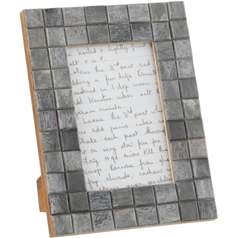 Cadre photo Wall en Bois Corne Gris Motif carrés pour photo 10x15 - 1