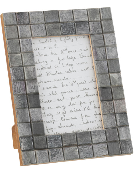 Cadre photo Wall en Bois Corne Gris Motif carrés pour photo 10x15 - 1