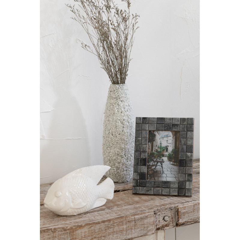 Cadre photo Wall en Bois Corne Gris Motif carrés pour photo 10x15 - 2