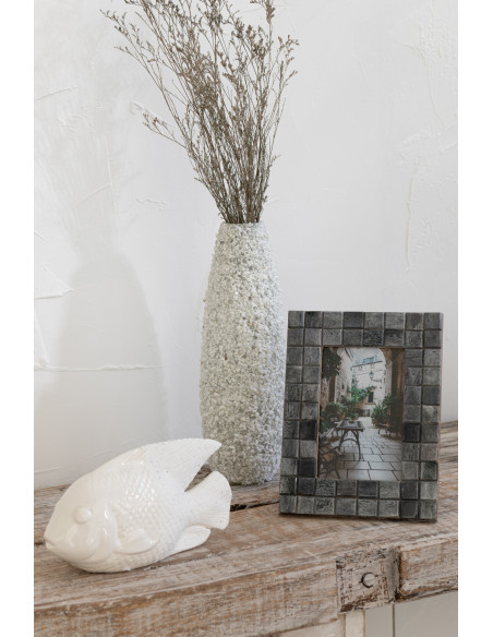 Cadre photo Wall en Bois Corne Gris Motif carrés pour photo 10x15 - 2