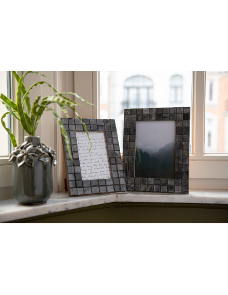 Cadre photo Wall en Bois Corne Gris Motif carrés pour photo 10x15 - 4