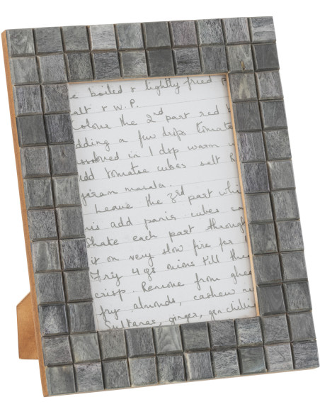 Cadre photo Wall en Bois Corne Gris Motif carrés pour photo 13x18 - 1