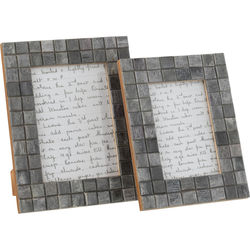 Cadre photo Wall en Bois Corne Gris Motif carrés pour photo 13x18 - 4