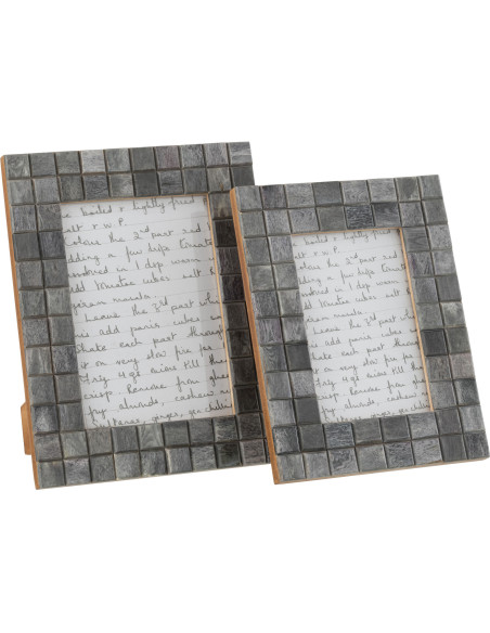 Cadre photo Wall en Bois Corne Gris Motif carrés pour photo 13x18 - 4