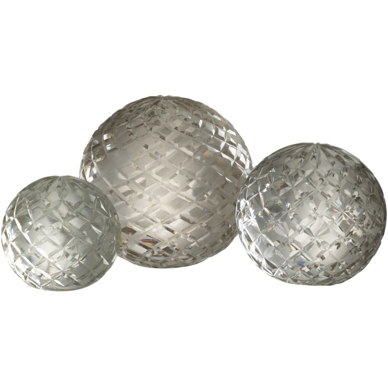 Presse papier boule en verre transparent Losanges 11 cm | Histoires Singulières - 2