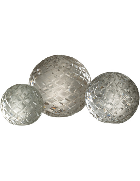 Presse papier boule en verre transparent Losanges 11 cm | Histoires Singulières - 2