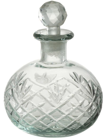 Bouteille déco ronde en verre transparent H16 cm - 1