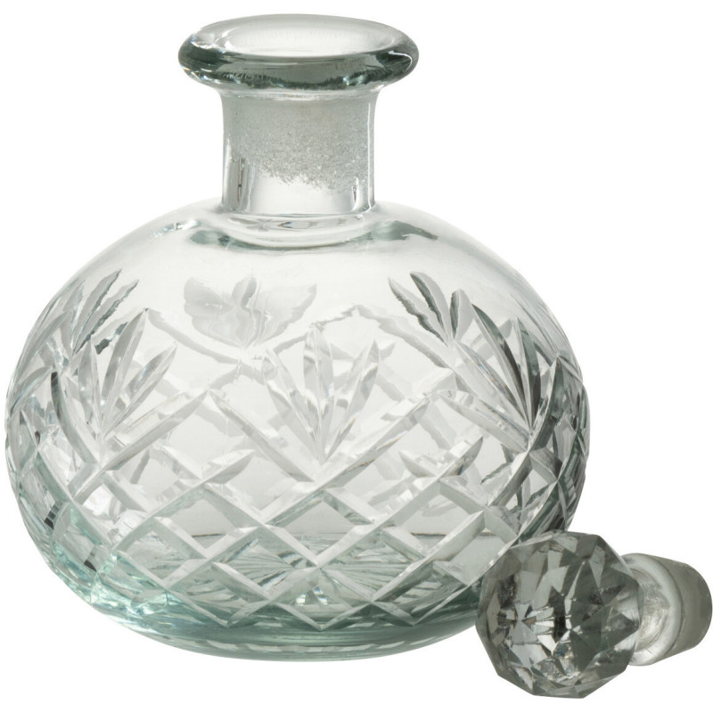 Bouteille déco ronde en verre transparent H16 cm - 2