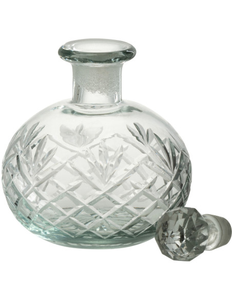 Bouteille déco ronde en verre transparent H16 cm - 2
