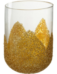 Photophore en verre avec strass dorés D13 cm - 1