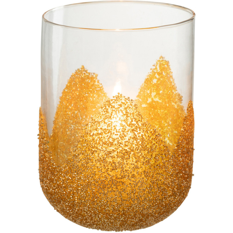 Photophore en verre avec strass dorés D13 cm - 2