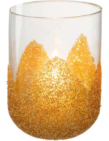 Photophore en verre avec strass dorés D13 cm - 2