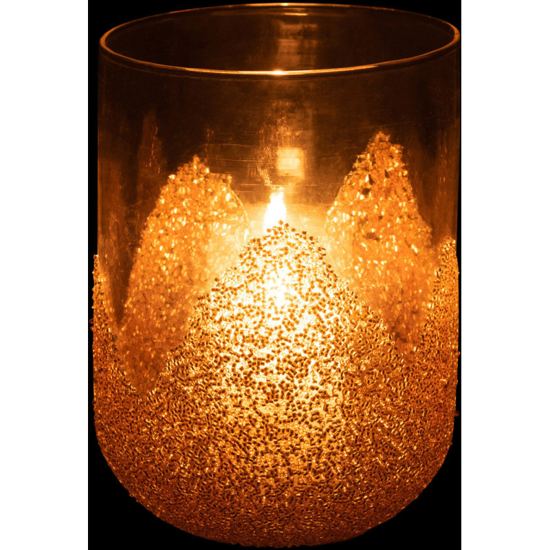 Photophore en verre avec strass dorés D13 cm - 3