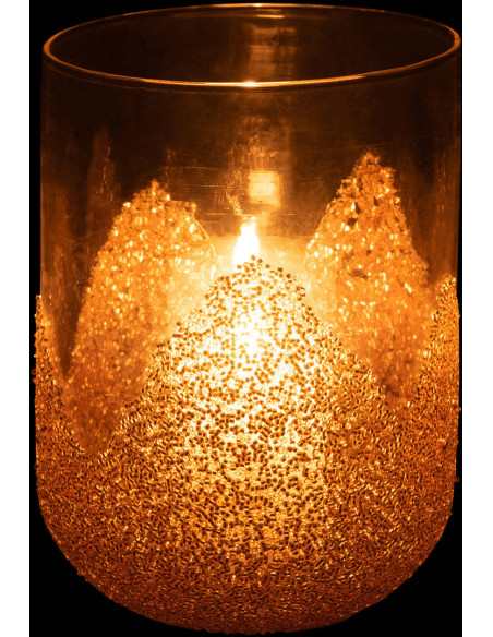 Photophore en verre avec strass dorés D13 cm - 3