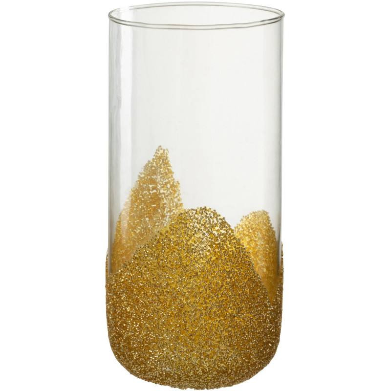 Photophore haut en verre avec strass dorés H28 cm - 1