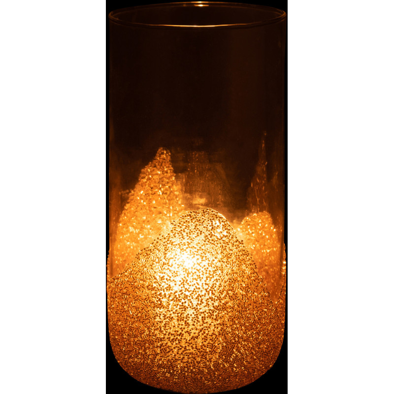 Photophore haut en verre avec strass dorés H28 cm - 3
