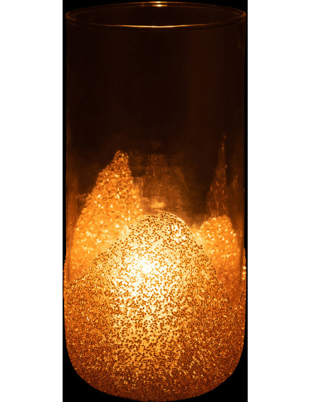 Photophore haut en verre avec strass dorés H28 cm - 3