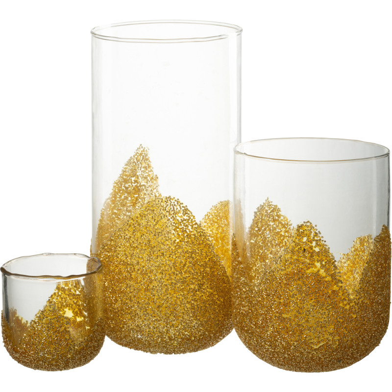 Photophore haut en verre avec strass dorés H28 cm - 4