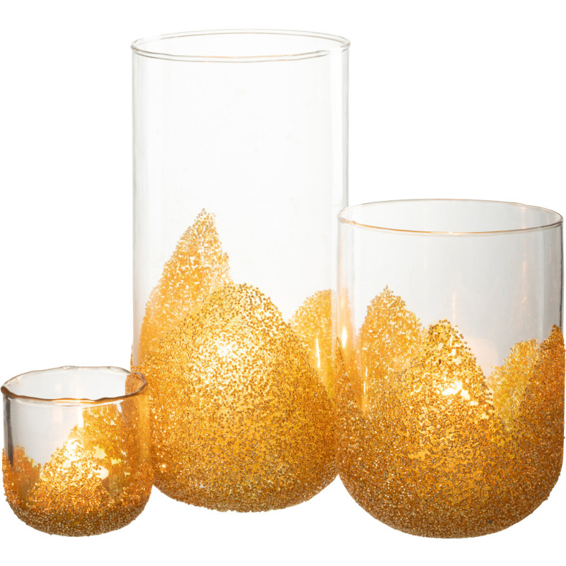 Photophore haut en verre avec strass dorés H28 cm - 5