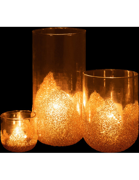 Photophore haut en verre avec strass dorés H28 cm - 6