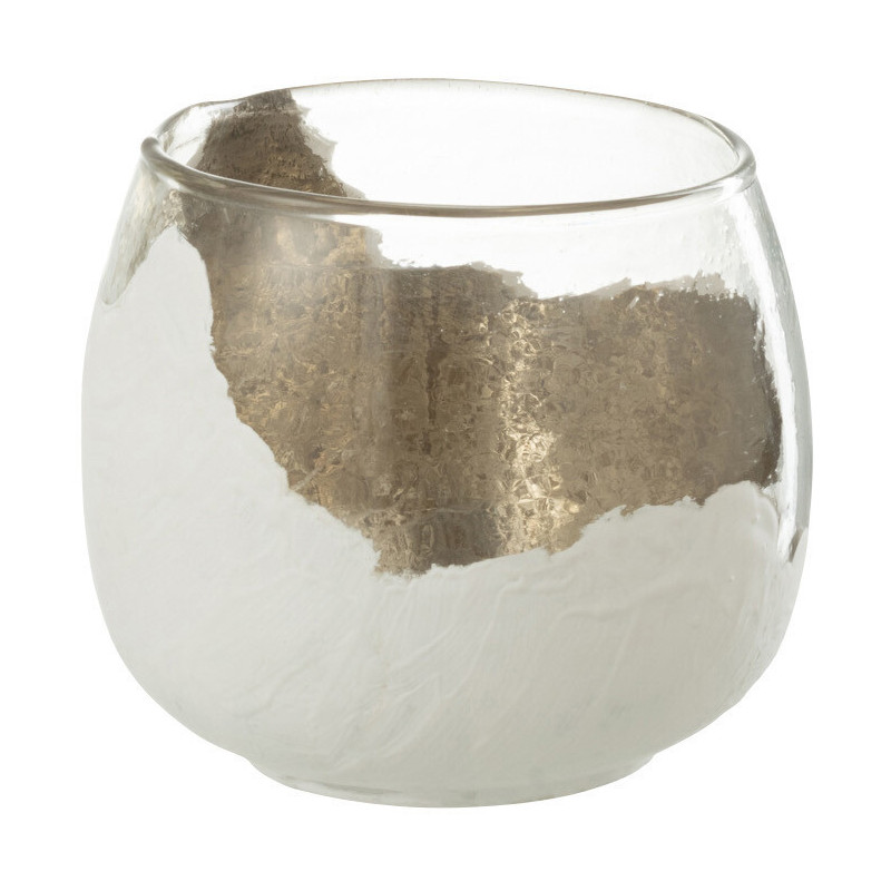 Photophore en verre transparent Vague blanche H10 cm - 1