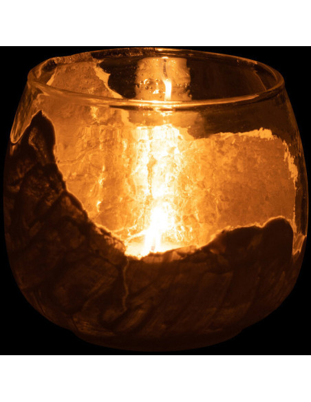 Photophore en verre transparent Vague blanche H10 cm - 3