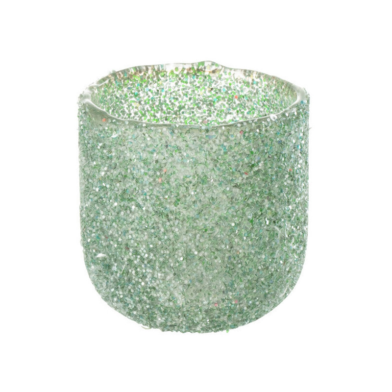 Photophore moderne vert D8 cm en verre - 1