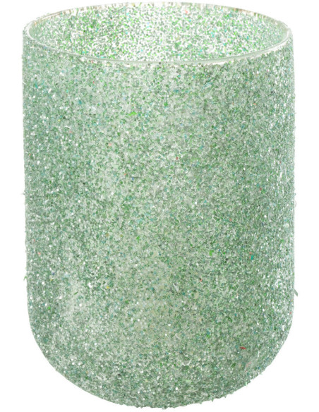 Photophore moderne vert D13 cm en verre - 1