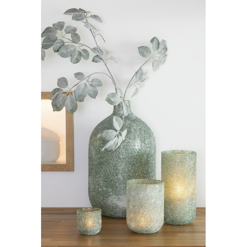 Photophore haut vert H28 cm en verre - 2