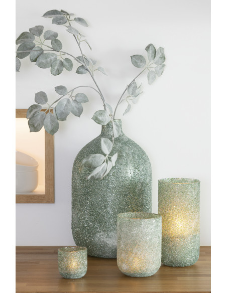 Photophore haut vert H28 cm en verre - 2