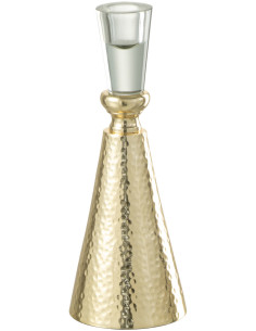 Bougeoir sur pied Tape Hauteur 20 cm en Métal Doré Verre transparent - 1