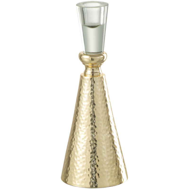 Bougeoir sur pied Tape Hauteur 20 cm en Métal Doré Verre transparent - 1