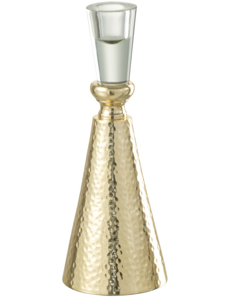 Bougeoir sur pied Tape Hauteur 20 cm en Métal Doré Verre transparent - 1