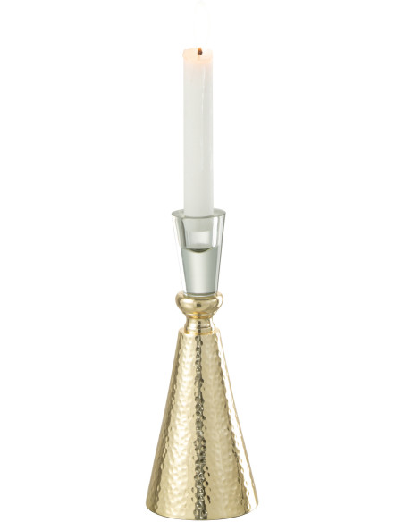 Bougeoir sur pied Tape Hauteur 20 cm en Métal Doré Verre transparent - 2