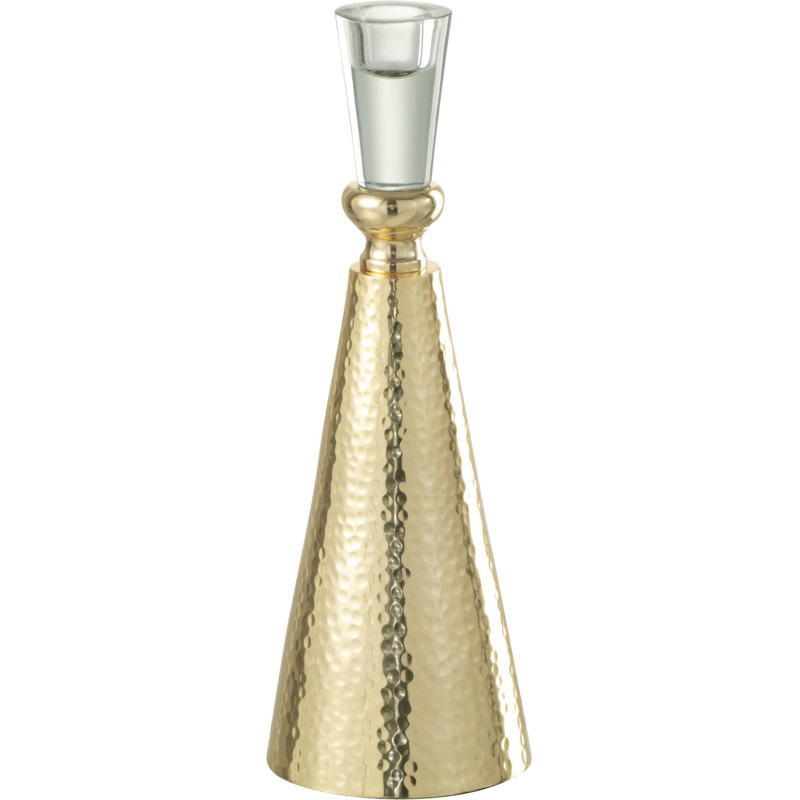 Bougeoir sur pied Tape Hauteur 25 cm en Métal Doré Verre transparent - 1