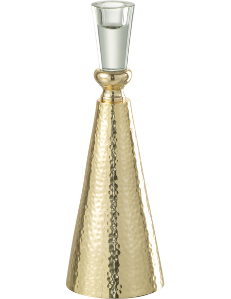 Bougeoir sur pied Tape Hauteur 25 cm en Métal Doré Verre transparent - 1