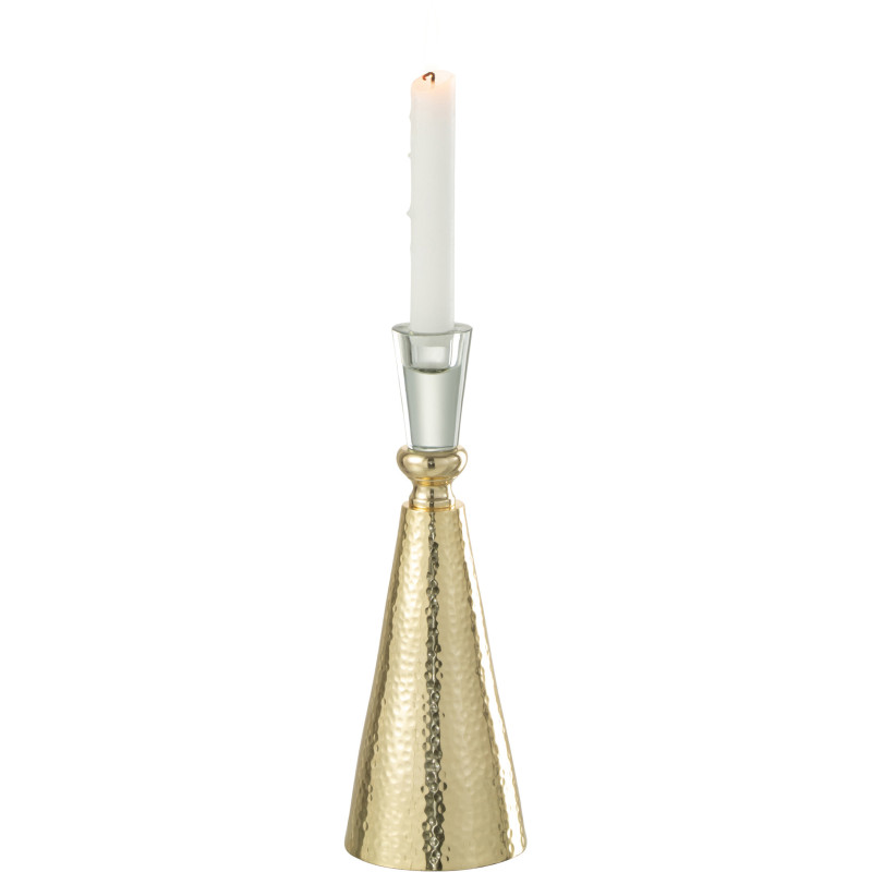 Bougeoir sur pied Tape Hauteur 25 cm en Métal Doré Verre transparent - 2