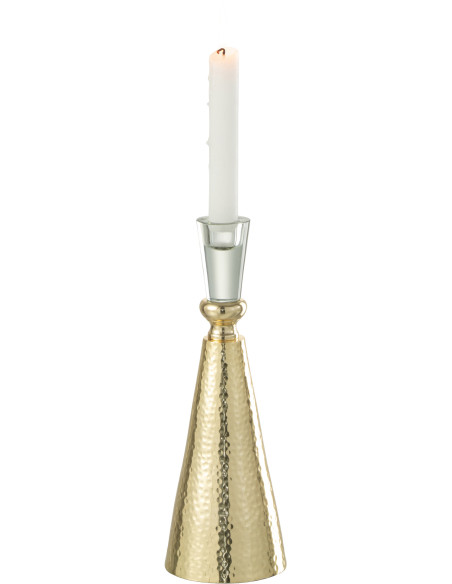 Bougeoir sur pied Tape Hauteur 25 cm en Métal Doré Verre transparent - 2