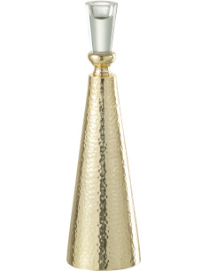 Bougeoir sur pied Tape Hauteur 30 cm en Métal Doré Verre transparent - 1