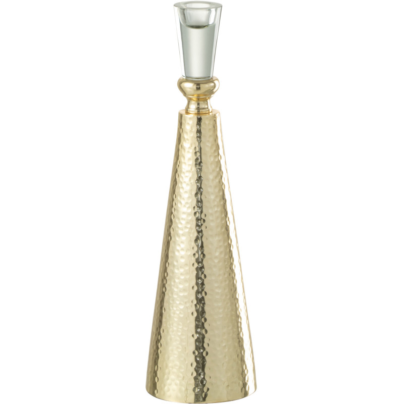 Bougeoir sur pied Tape Hauteur 30 cm en Métal Doré Verre transparent - 1