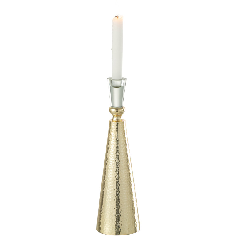 Bougeoir sur pied Tape Hauteur 30 cm en Métal Doré Verre transparent - 2