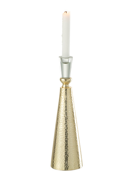 Bougeoir sur pied Tape Hauteur 30 cm en Métal Doré Verre transparent - 2