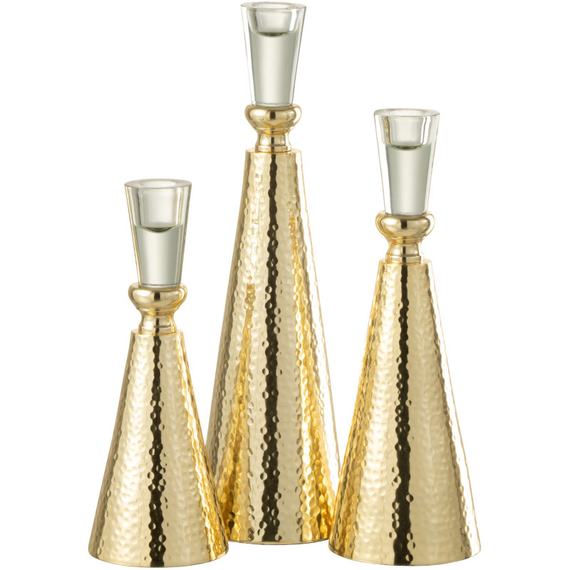 Bougeoir sur pied Tape Hauteur 30 cm en Métal Doré Verre transparent - 3