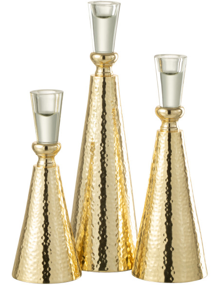 Bougeoir sur pied Tape Hauteur 30 cm en Métal Doré Verre transparent - 3