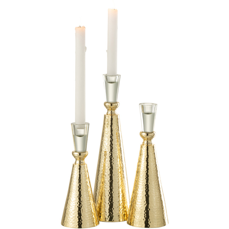 Bougeoir sur pied Tape Hauteur 30 cm en Métal Doré Verre transparent - 4